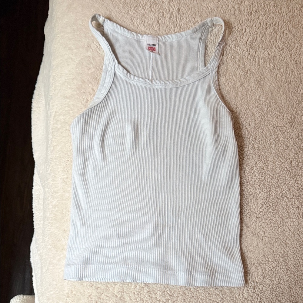 Re/Done Ribbed Tank Top - light blue